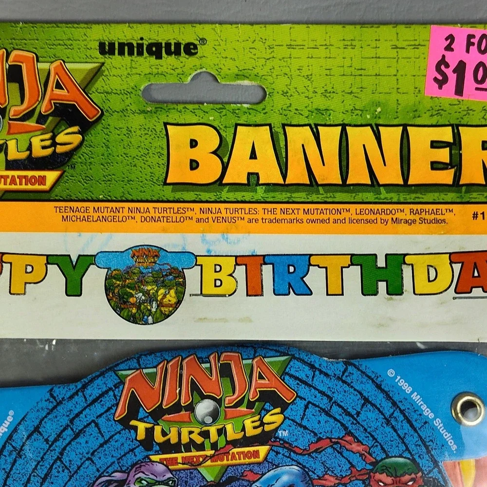 Vintage Ninja Turtles Happy Birthday Banner 1998 TMNT The Next Mutation Fox Kids